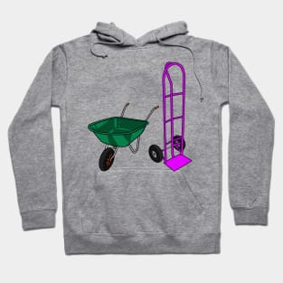 Wheelbarrow & hand trolley cartoon illustration Hoodie